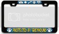 Protected By Greyhound Dogs Pets Bl 3d Metal License Plate Frame Auto Suv Truck Tag Holder I69 