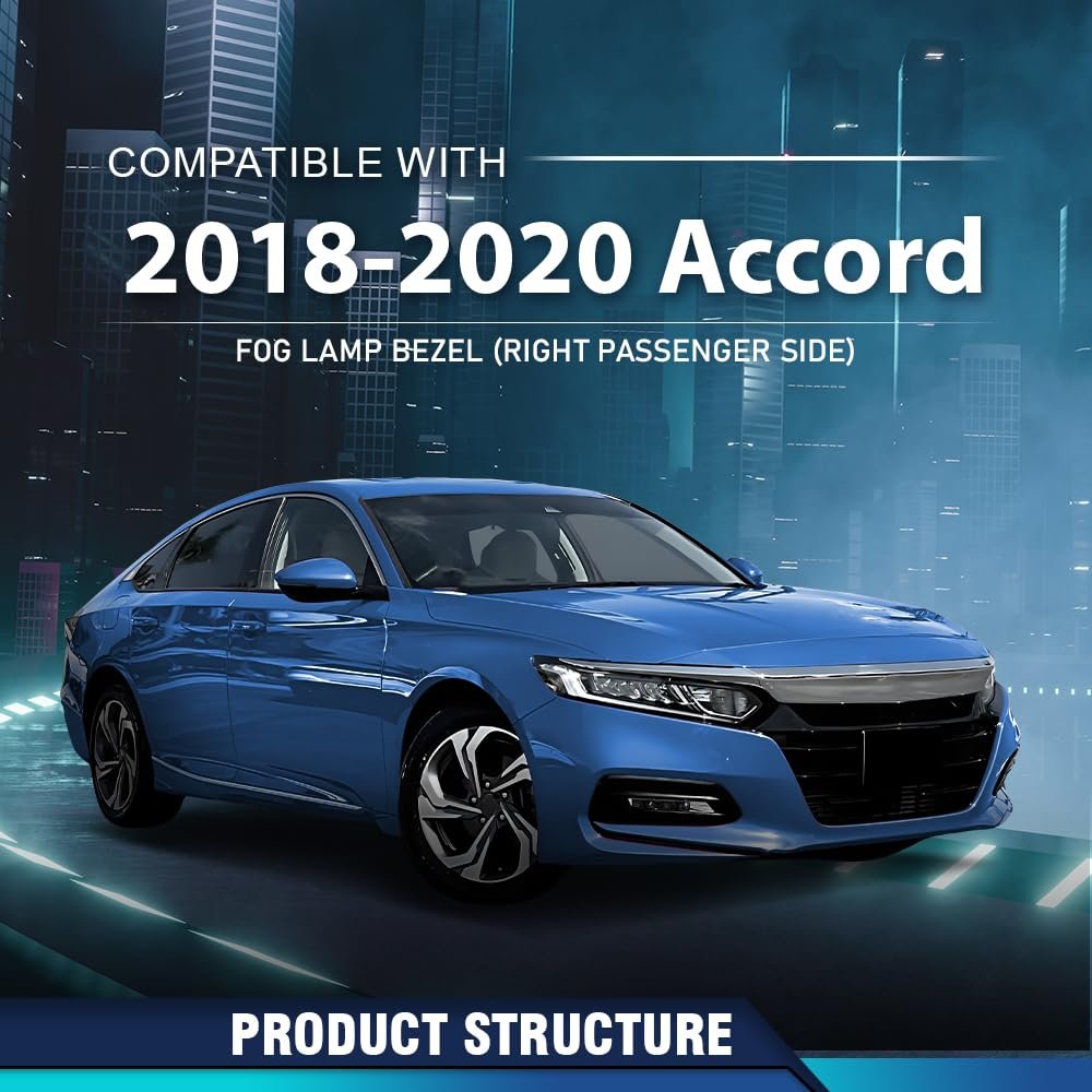 Pit66 Front Bumper Fog Lamp Bezel Light Cover Passenger Right Side Compatible With Honda Accord Sedan 2018-2020 71102tvaa10