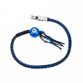 Dream Apparel 42 Leather Motorcycle Get Back Whip For Handlebar Fringed Biker With Pool Ball Black And Blue 