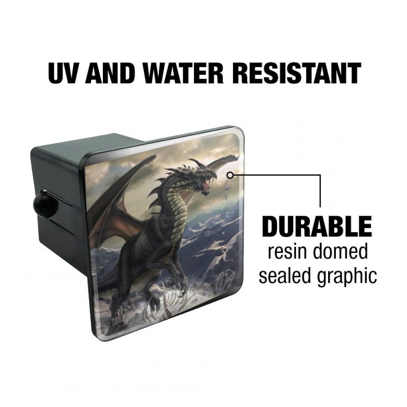 Rogue Dragon Winter Mountain Top Trailer Hitch Cover Plug Insert For 2 In Receivers Modern Black Abs Plastic Tow Protector