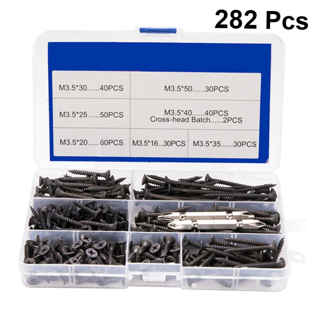 Gatuida 282pcs Screws Kits Hex Head Metal Screw Siding Nails High Strength