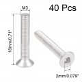 Uxcell M3x18mm Flat Head Machine Screws Inner Hex Screw 304 Stainless Steel Fasteners Bolts 40pcs