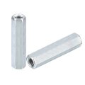 15pcs M8x12x50mm Coupling Nuts Galvanized Carbon Steel Hex Threaded Rod Coupler For Furniture Electronic Industrial 