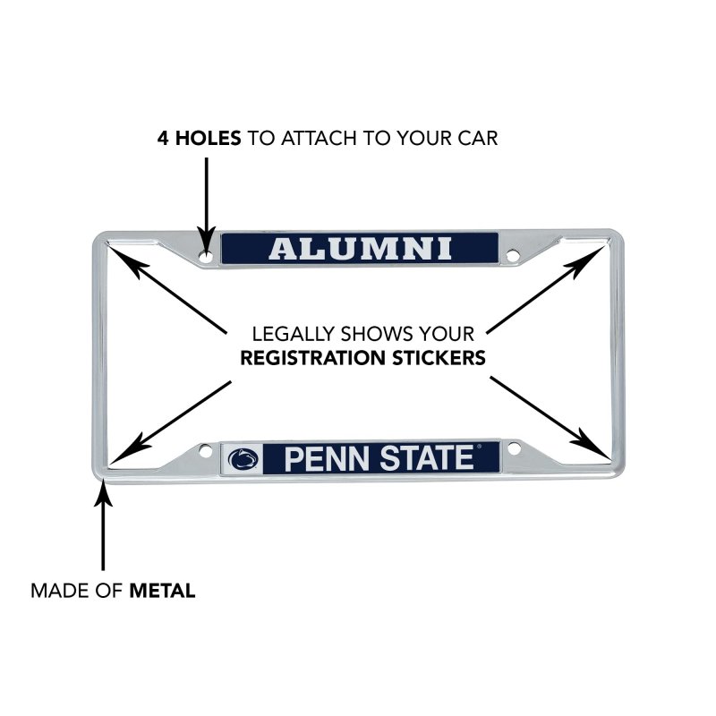 Penn State University Metal License Plate Frame For Front Or Back Of Car Officially Licensed Alumni 2-pack