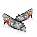 Instyleparts Clear Lens Headlight With Chrome Housing Made And Compatible For Honda Civic Sedan 