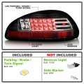 Acanii For 1997-2003 Pontiac Grand Prix Black Led Tail Lights Brake Lamps Pair Driver Passenger Side Replacement