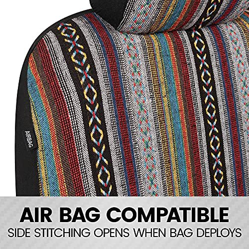 Saddle Blanket Seat Covers Full Set Multi Color Baja Striped Woven Mexican Car With Headrest For Truck Auto Van Suv Universal