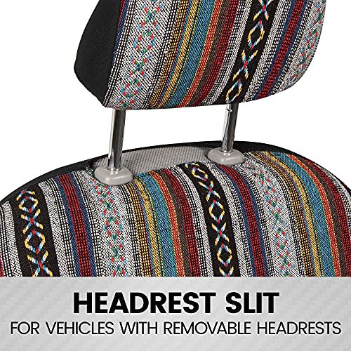 Saddle Blanket Seat Covers Full Set Multi Color Baja Striped Woven Mexican Car With Headrest For Truck Auto Van Suv Universal