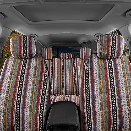 Saddle Blanket Seat Covers Full Set Multi Color Baja Striped Woven Mexican Car With Headrest For Truck Auto Van Suv Universal