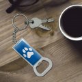 Graphics More Paw Print Dog Cat White On Black Keychain Rectangle Chrome Plated Metal Bottle Cap Opener