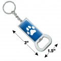 Graphics More Paw Print Dog Cat White On Black Keychain Rectangle Chrome Plated Metal Bottle Cap Opener