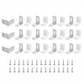 Uxcell 20pcs Metal Plastic L Shaped Angle Bracket 28x28x17mm Shelf Corner Brace Plate With Screws For Cabinets Cupboards White