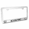 Honda Civic Dual Logo 3d Mirror Chrome Metal License Plate Frame Official Licensed Universal Fit For Car Suv Truck 12 In X 6