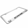 Honda Civic Dual Logo 3d Mirror Chrome Metal License Plate Frame Official Licensed Universal Fit For Car Suv Truck 12 In X 6