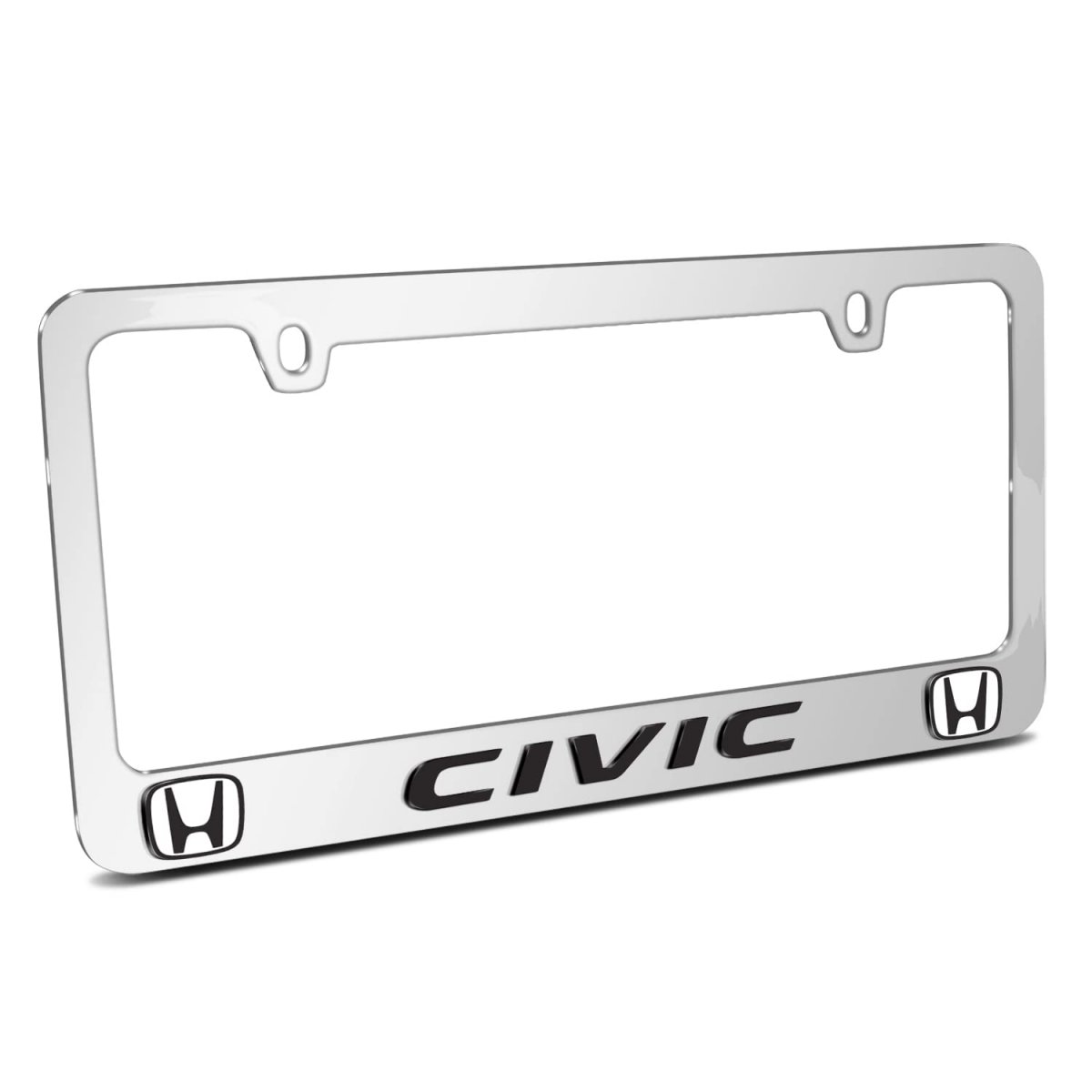 Honda Civic Dual Logo 3d Mirror Chrome Metal License Plate Frame Official Licensed Universal Fit For Car Suv Truck 12 In X 6