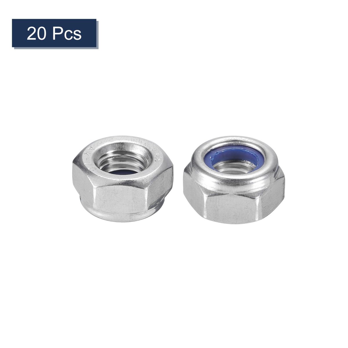 20pcs M10 X 1 25 Nylon Insert Hex Lock Nuts 304 Stainless Steel Self-locking Stop Nut For Industrial Construction Fasteners