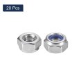 20pcs M10 X 1 25 Nylon Insert Hex Lock Nuts 304 Stainless Steel Self-locking Stop Nut For Industrial Construction Fasteners