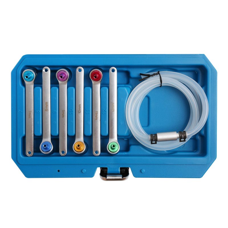 Wintools 7 8 9 10 11 12mm Brake Fluid Clutch Bleeder Hose With 12 Point Wrench And Check Valve