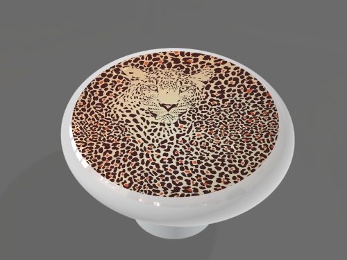 Leopard In Print High Gloss Ceramic Drawer Knob