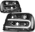 Auto Dynasty Pair Of Black Housing Clear Corner Led U-running Projector Headlight Headlamps For Chevy Trailblazer 02-09 
