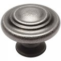 Cosmas 25 Pack 9971wn Weathered Nickel Cabinet Hardware 3-ring Round Knob 1-1 4 Inch Diameter 