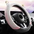 Fluffy Steering Wheel Cover With Ears Anti-slip Fuzzy 15 Inch Universal Fit Soft Warm Auto Interior Accessories For Small Cars