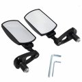 Httmt- 2x Black 7 8 22mm Universal Fit Rectangle Cnc Motorcycle Rear View Mirror Handle Bar End Side P N Mt252-032-bk