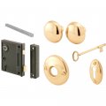 Prime-line E 2437 Vertical Trim Vinge Lock Set A Cast Steel Brass Plated Knobs Antique Skeleton Key System A 2-1 2a Backset
