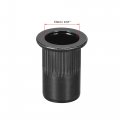 Uxcell M10 Rivet Nuts Carbon Steel Zinc-plated Knurled Flat Head Threaded Insert Nut Black 30pcs