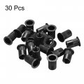 Uxcell M10 Rivet Nuts Carbon Steel Zinc-plated Knurled Flat Head Threaded Insert Nut Black 30pcs