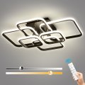 Dimmable Modern Led Ceiling Light 6 Rings Square Lamps With Remote Control 3-color Semi Flush Mount Fixtures 3000k-6500k For 