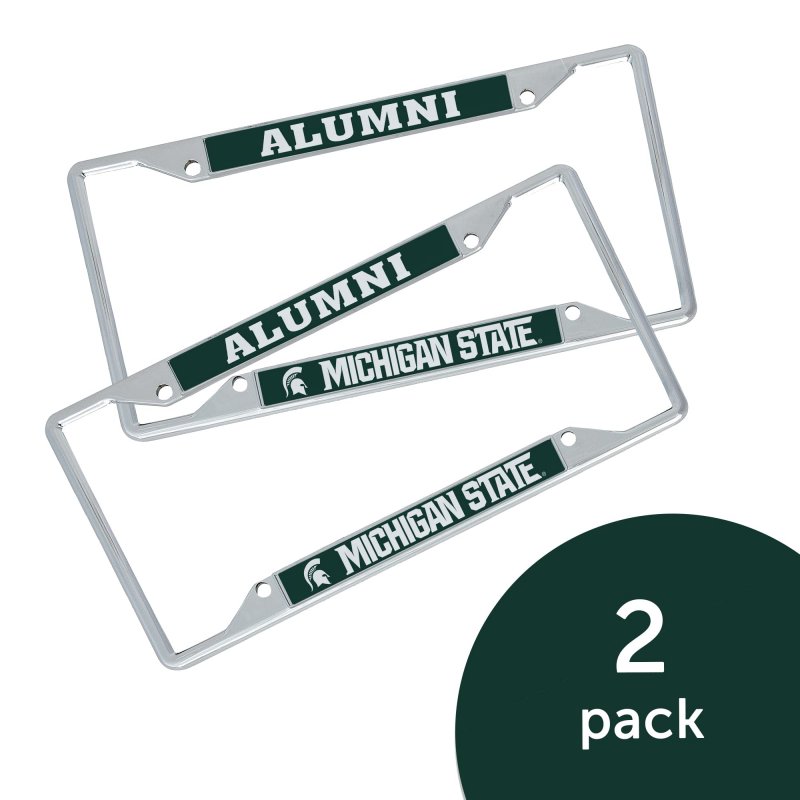 Michigan State University Metal License Plate Frame For Front Or Back Of Car Officially Licensed Alumni 2-pack