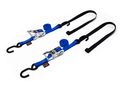Powertye 1in X 7ft Ratchet Soft-tye Tie-downs With S-hooks - 800 Lb Working Load Limit 2 400 Breaking Strength Blue Pair 