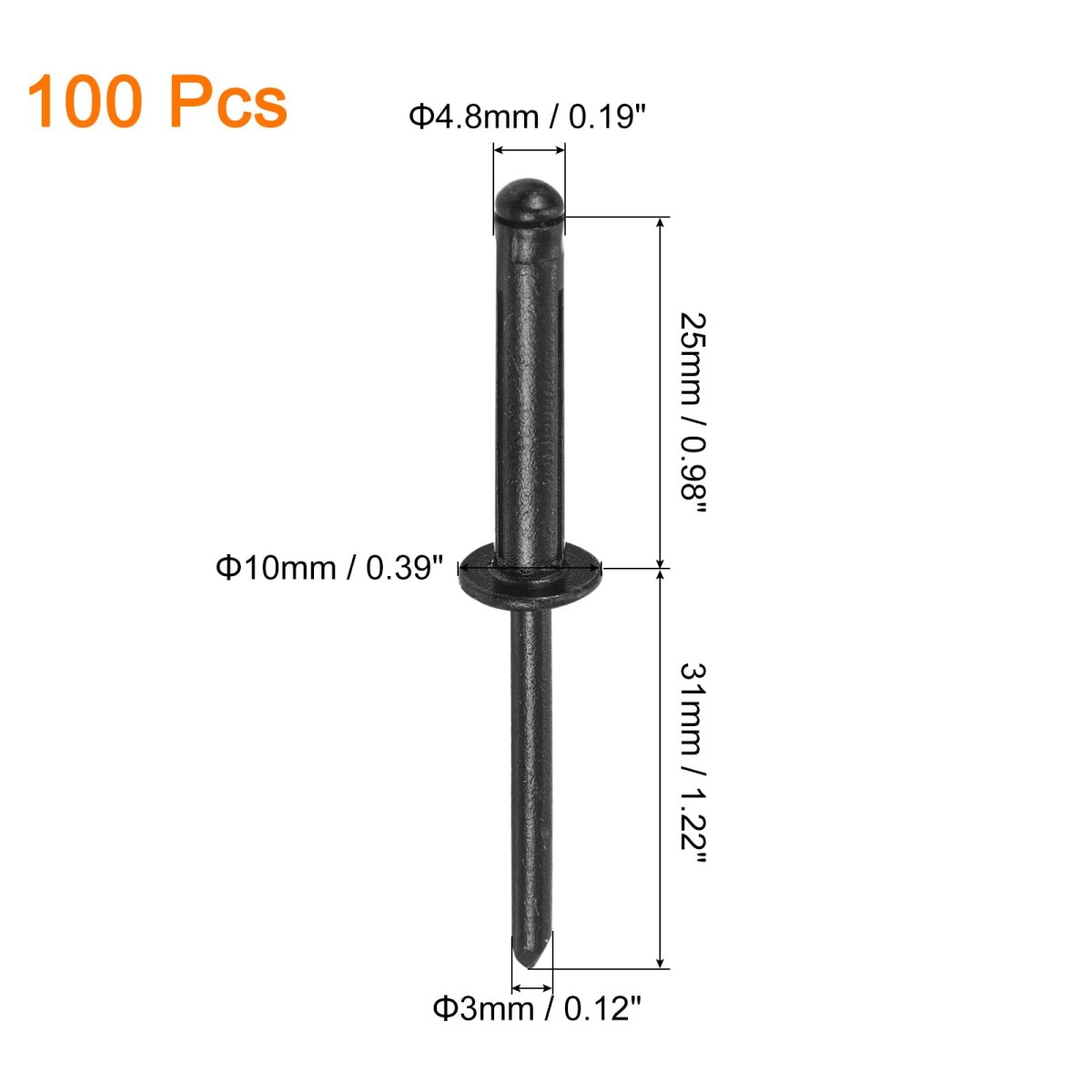 100pcs 3 16 X1 Aluminum Round Head Tri Grip Rivets Assortment Bulb Style For Diy Sheet Metal Automotive Repairs Furniture