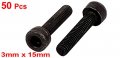 Uxcell 50pcs 3mm X 16mm Metal Hexagon Socket Head Cap Screws Bolts 19mm Length