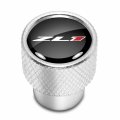 Ipick Image For Chevrolet Camaro Zl1 Logo Black On Shining Silver Aluminum Tire Valve Stem Caps