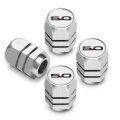 Ipick Image For Ford Mustang 5 0 In White On Silver Chrome Hexagon Shape Aluminum Tire Valve Stem Caps