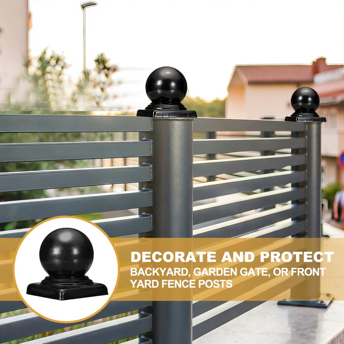 3pcs Metal Ball Post Cap 2 48 X Inch Round Fence With Top Decorative Iron Pipe Caps For Square Posts Handrail Guardrail Deck