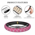 Dujiea Heart Cute Sugar Skulls Elastic Stretch Steering Wheel Cover Anti-slip And Durable Car Accessories For Women Men 15 Inch