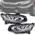 Projector Headlights For 16-21 Honda Civic 2 4door Dx Ex Ex-l Ex-t Lx Lx-p Si Sport Not Factory Led Headlight Models Halogen 