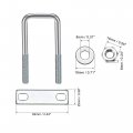 Uxcell Square U-bolts 1 25mm Inner Width 90mm Length Carbon Steel M8 With Nuts Frame Plate Round Washers