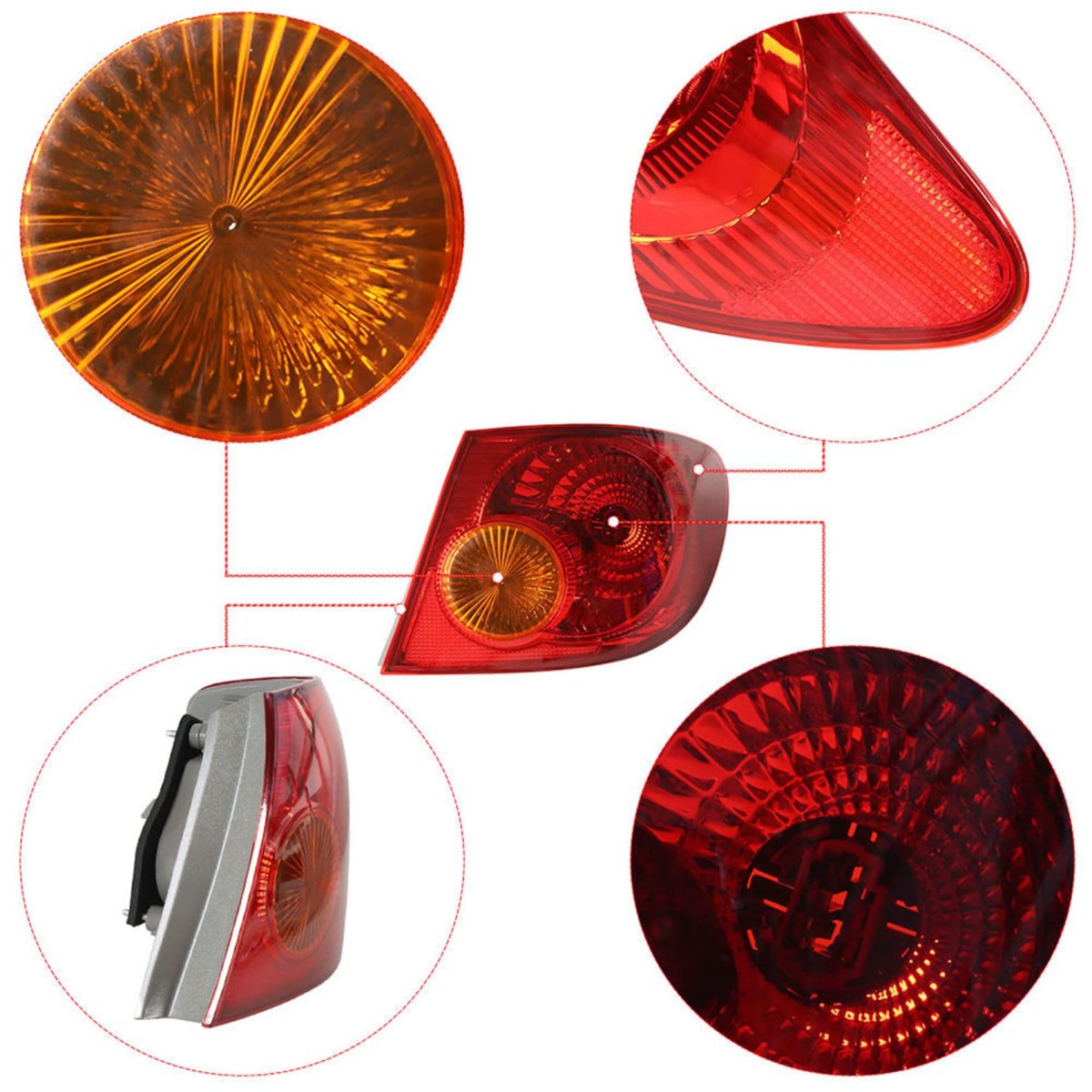 Outer Rear Right Tail Light Assembly For 2003-2008 Corolla Passenger Side Replacement 81561-02290 To2801154 Chrome Housing Red