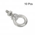 Uxcell M3x90 1 8 X3-1 2 Stainless Steel Eye Bolts Threaded Screw Eyebolt Shoulder Ring With Nuts Washers For Lifting Hanging 10