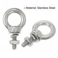 Uxcell M3x90 1 8 X3-1 2 Stainless Steel Eye Bolts Threaded Screw Eyebolt Shoulder Ring With Nuts Washers For Lifting Hanging 10