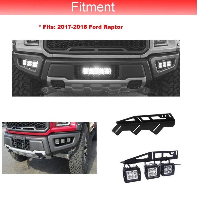 Front Hidden Bumper Fog Light Location Mounting Brackets For Triple Lights Pod Fit 2017-2020 Ford Raptora