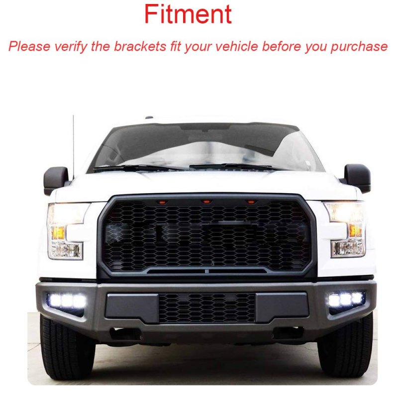 Front Hidden Bumper Fog Light Location Mounting Brackets For Triple Lights Pod Fit 2017-2020 Ford Raptora