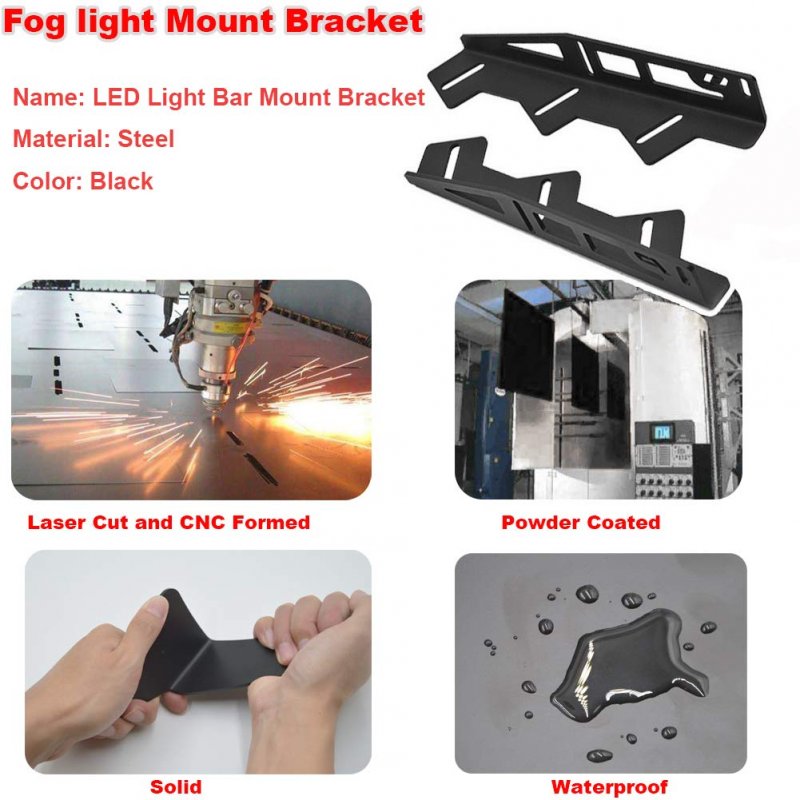 Front Hidden Bumper Fog Light Location Mounting Brackets For Triple Lights Pod Fit 2017-2020 Ford Raptora