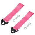 2 Pcs Universal Car Tow Towing Hook Bumper Trailer Belt Strap With Bolt Aluminum Alloy Pink
