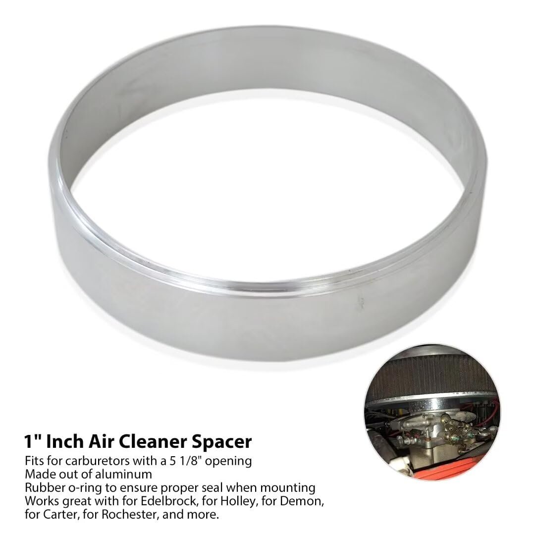1 In Air Cleaner Spacer For Carburetors With 5 8 Opening Aluminum Rochester Holley Edelbrock Demon And Carter Bb-4828-t6
