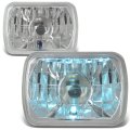 2pcs 7x6 Inch Glass Lens Chrome Housing Projector Headlight Lamps 